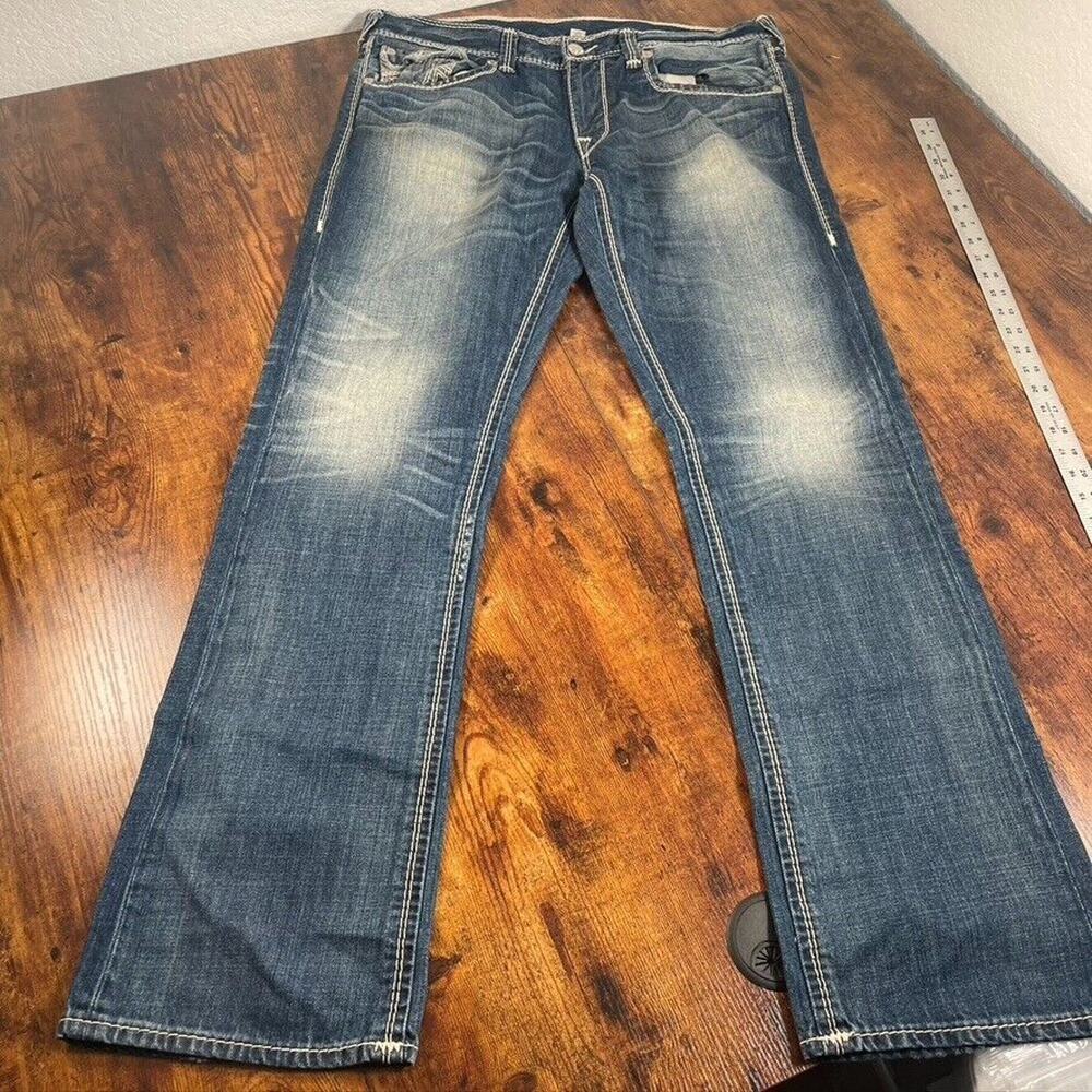 True Religion Straight With Flaps Mega T‎ Blue Jeans Mens 38X34